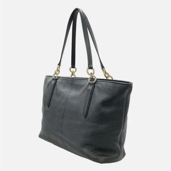 Coach Black Leather Tote with Gold Accents - Picture 15 of 15